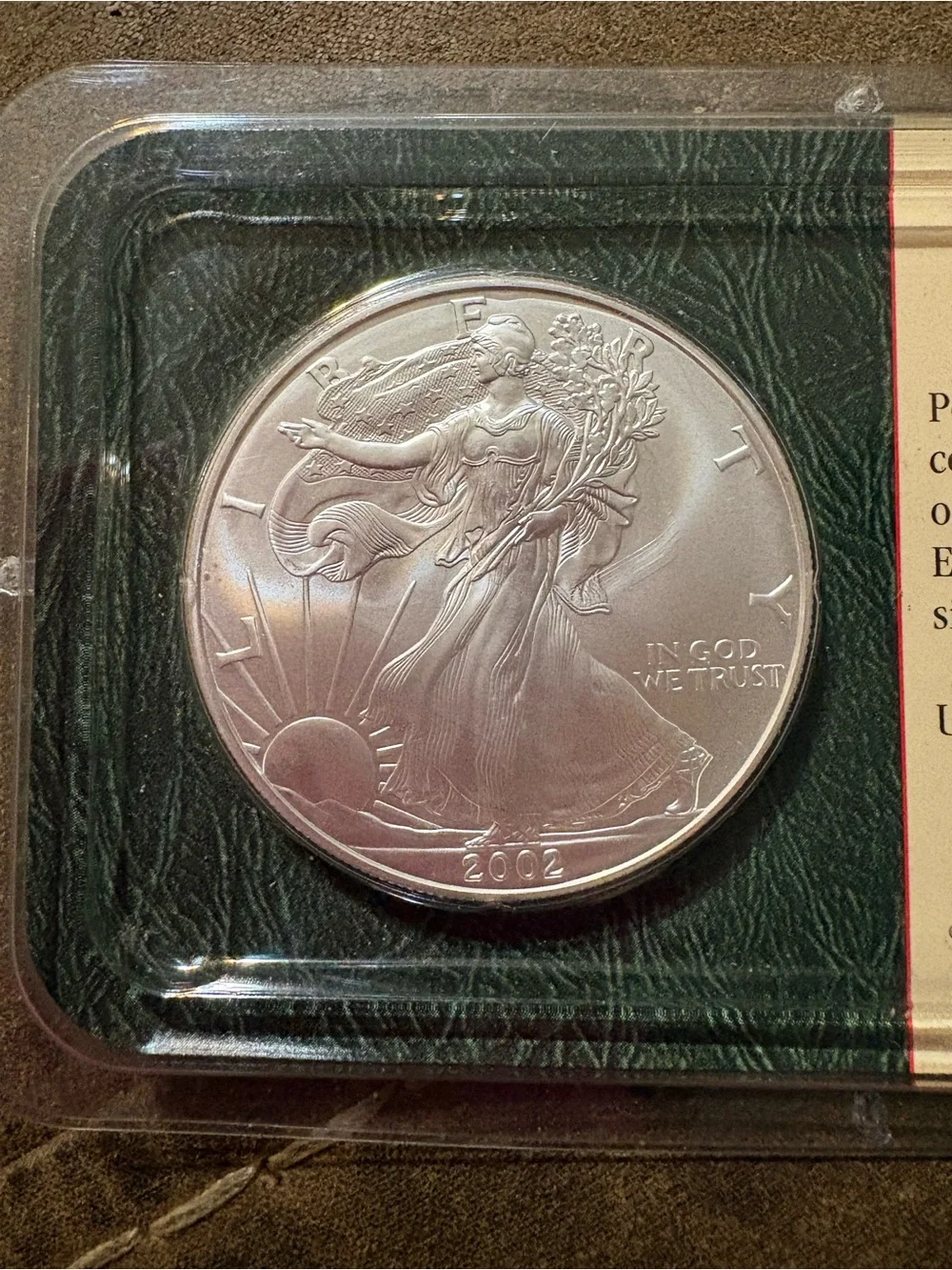 2002 American Silver Eagle-Protective Coin Display Case